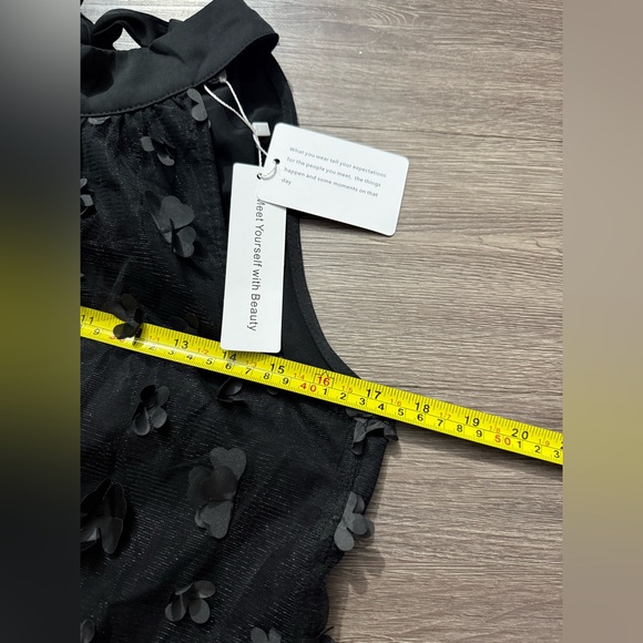 Mini Dress Chic color Black Floral Halter VIMPUNEC Size S - Picture 12 of 14